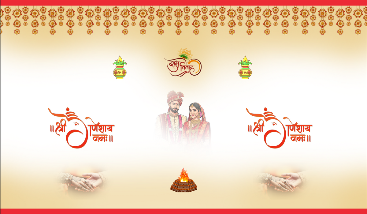 Classic Wedding Antarpat with Couple Name Placement Design (SE-AP-7)