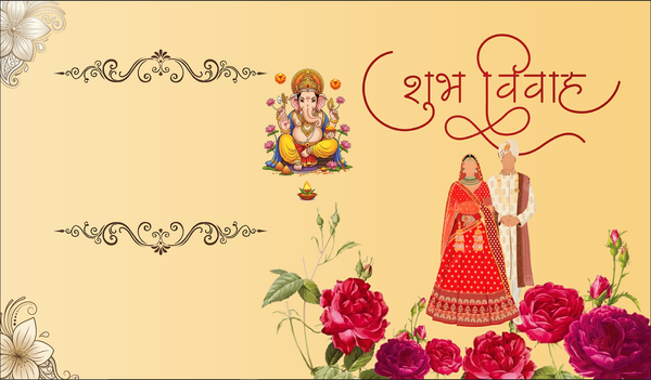 Elegant Shubh Vivah Antarpat with Bride & Ganesh Ji Floral Design (SE-AP-17)