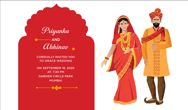 Wedding Welcome Antarpat with Bride Groom Invitation Theme(SE-AP-23)