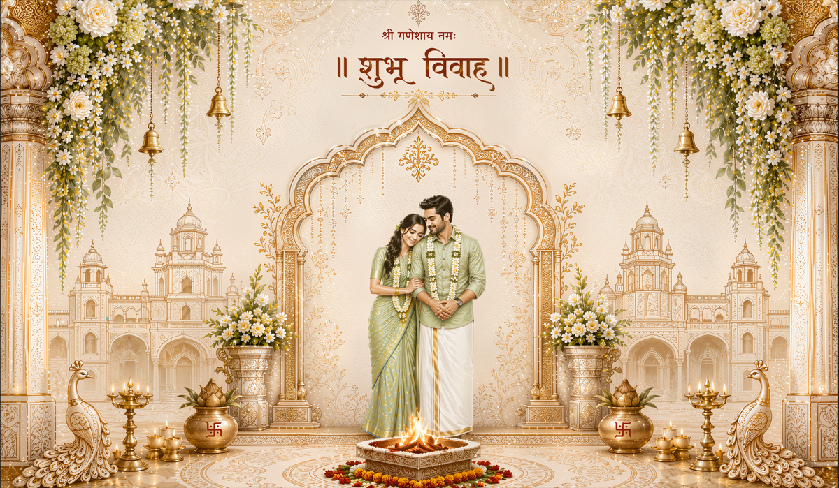 Elegant Couple Wedding Antarpat with Royal Arch Design
