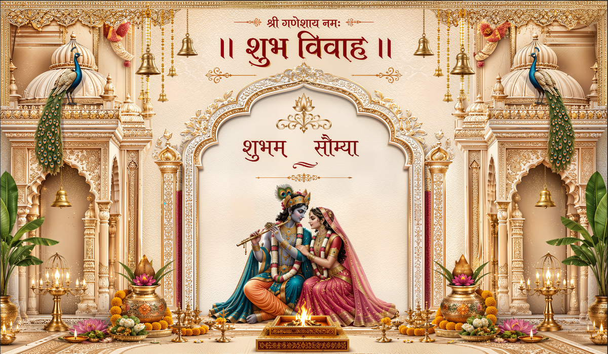 Royal Peacock Shubh Vivah Antarpat with Bride Groom Design (SE-AP-35)