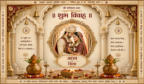 Radha Krishna Shubh Vivah Antarpat with Royal Arch Design (SE-AP-54)