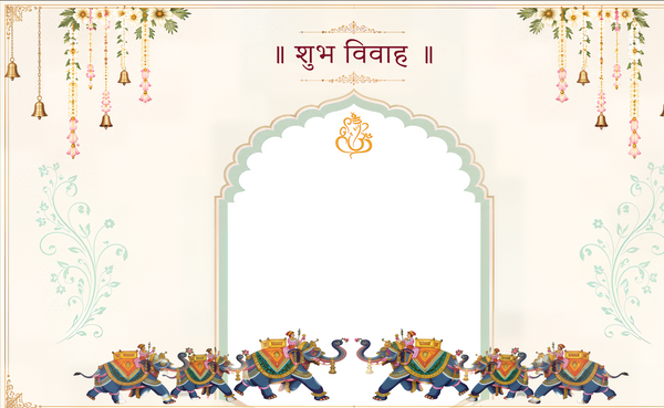 Elegant Floral Shubh Vivah Antarpat with Decorative Arch (SE-AP-59)