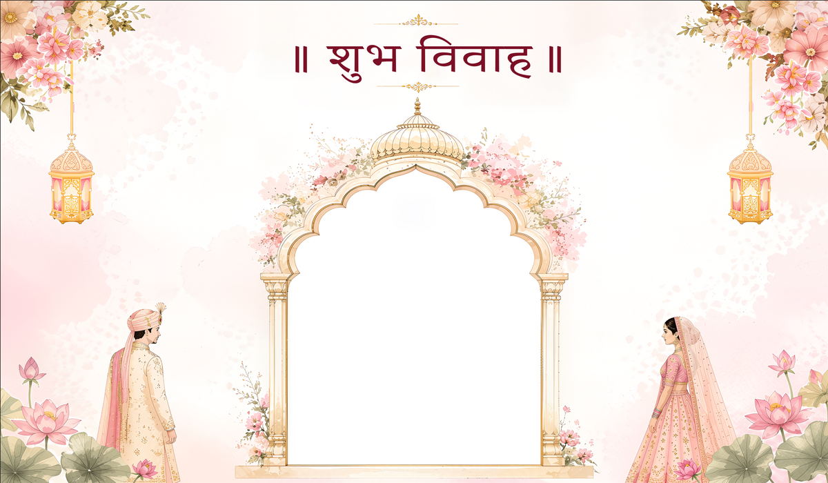 Pastel Floral Shubh Vivah Antarpat with Royal Arch Design (SE-AP-61)