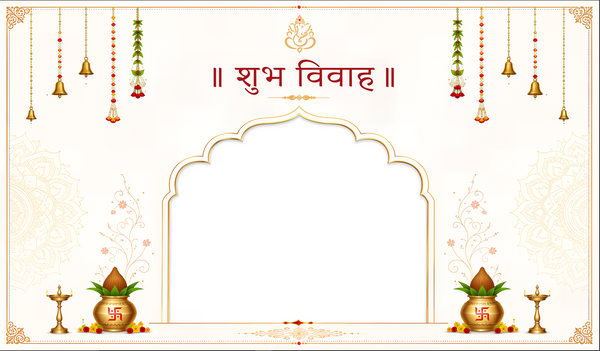 Traditional Arch Shubh Vivah Antarpat with Kalash & Hanging Decor (SE-AP-62)