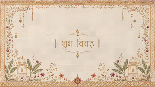 Minimal Floral Shubh Vivah Antarpat with Elegant Border Design (SE-AP-69)
