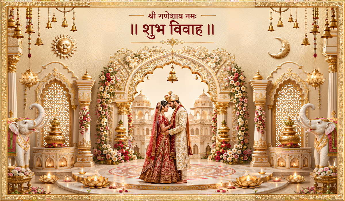 Classic Royal Shubh Vivah Antarpat with Mandap Decoration (SE-AP-74)