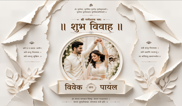 White Floral Shubh Vivah Antarpat with Couple Photo Frame Design (SE-AP-75)
