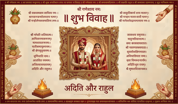 Royal Shubh Vivah Antarpat with Couple Frame &amp; Sacred Wedding Motifs (SE-AP-78)