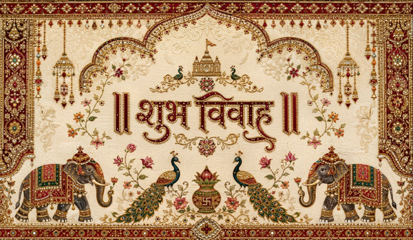 Royal Elephant Peacock Shubh Vivah Antarpat with Kalash Design (SE-AP-82)
