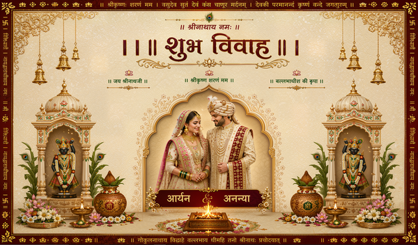 Shreenathji Shubh Vivah Antarpat with Couple Frame and Temple Havan Design (SE-AP-107)