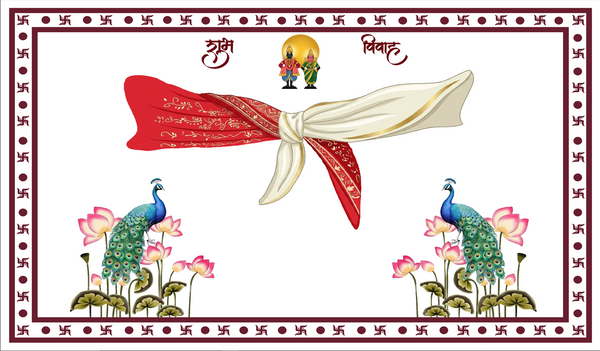 Gathbandhan Theme Wedding Antarpat with Peacock Design(SE-AP-15)