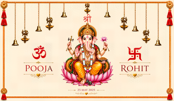 Lord Ganesh Personalised Shubh Vivah Antarpat with Bride Groom Name &amp; Date Design (SE-AP-85)